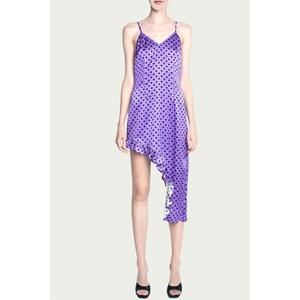 NEW VIDEMUS OMNIA nebula asymmetric ruffled silk dress in purple